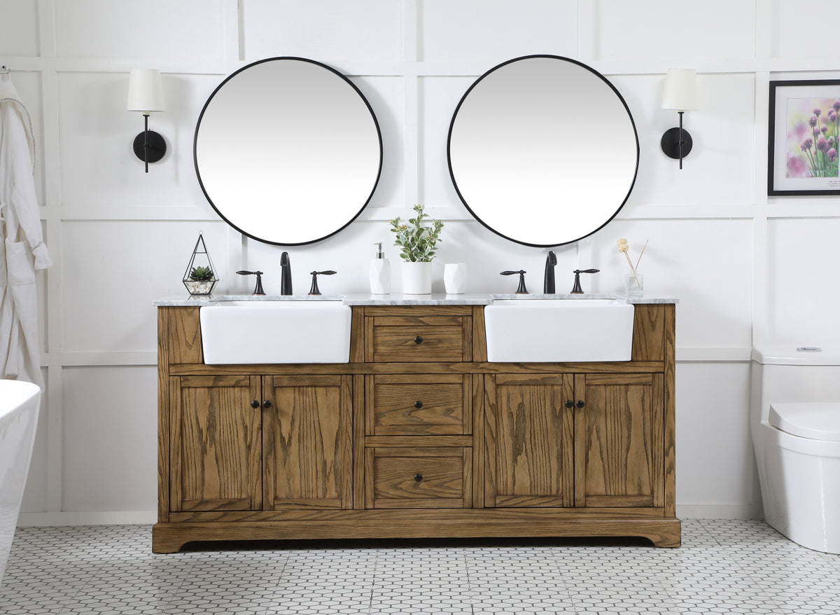 72 inch double bathroom vanity in driftwood