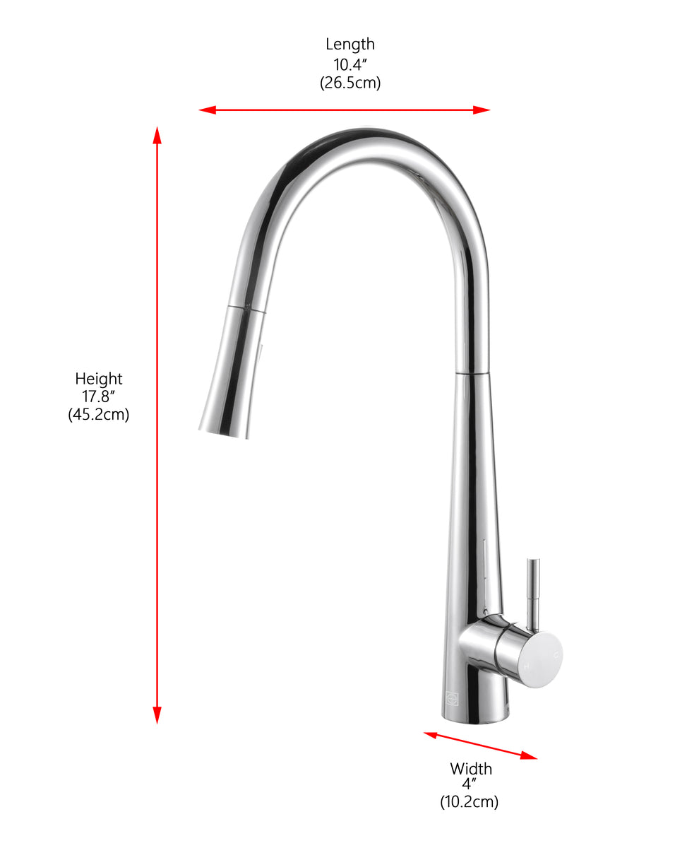 Lucas Single Handle Pull Down Sprayer Kitchen Faucet in Chrome