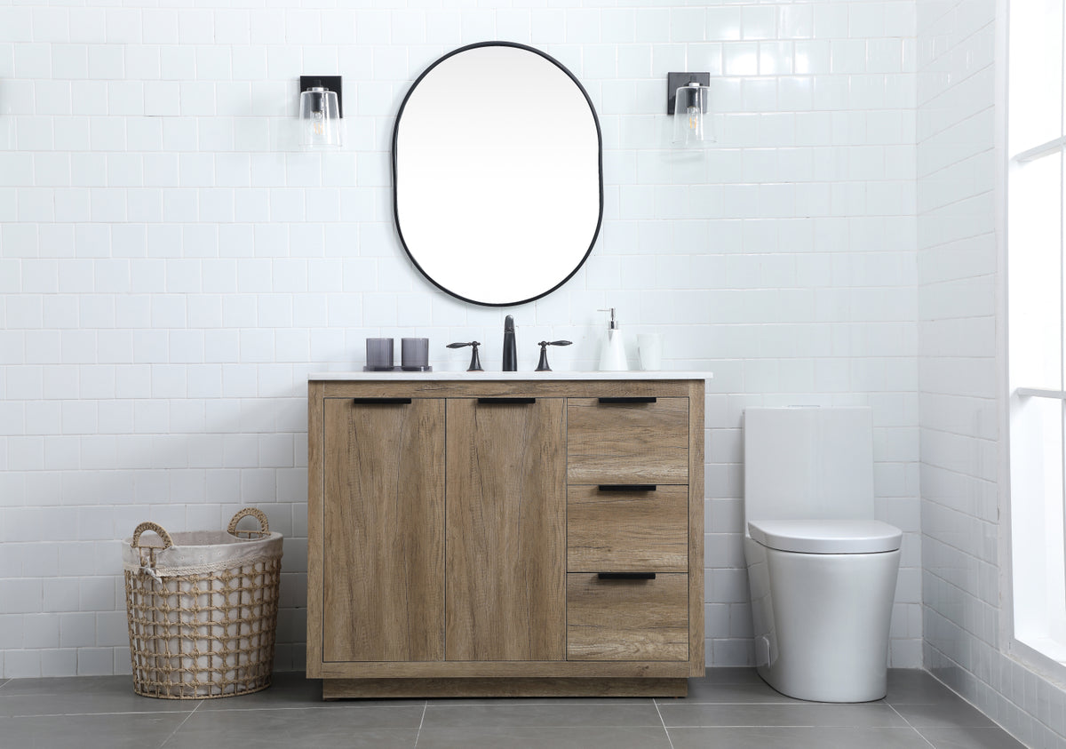 42 Inch SIngle Bathroom Vanity In Natural Oak