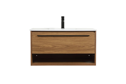 36 inch Single bathroom vanity in walnut brown