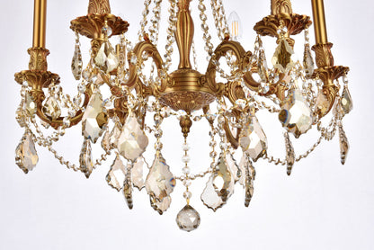 Rosalia 6 light French Gold Chandelier Golden Teak (Smoky) Royal Cut Crystal