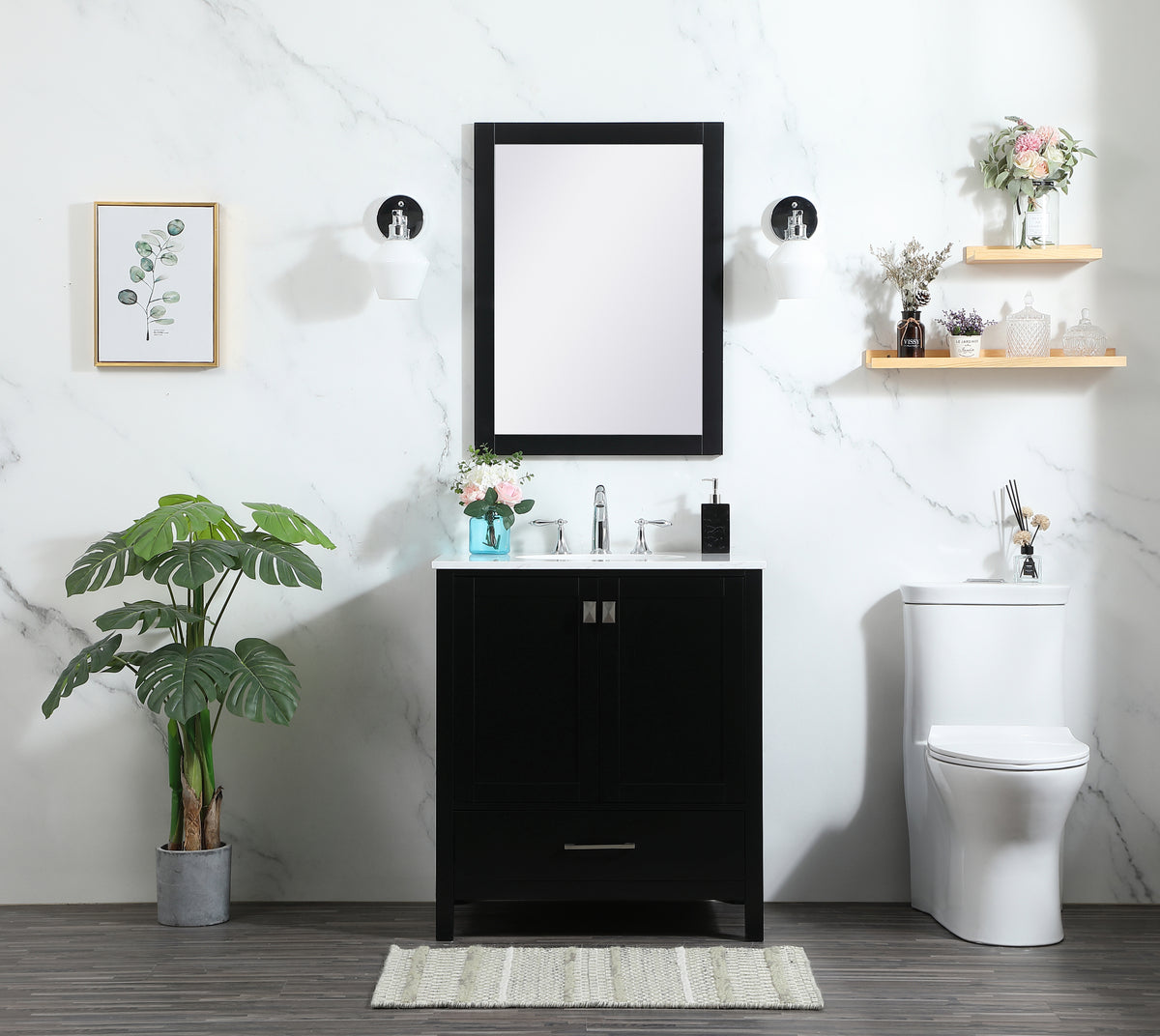30 inch Single bathroom vanity in black