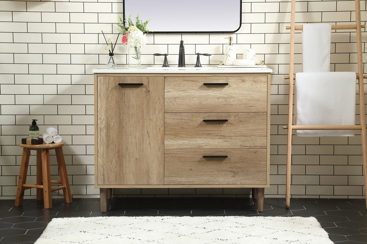 42 inch Single bathroom vanity in natural oak