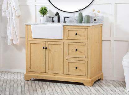 42 inch Single bathroom vanity in natural wood with backsplash