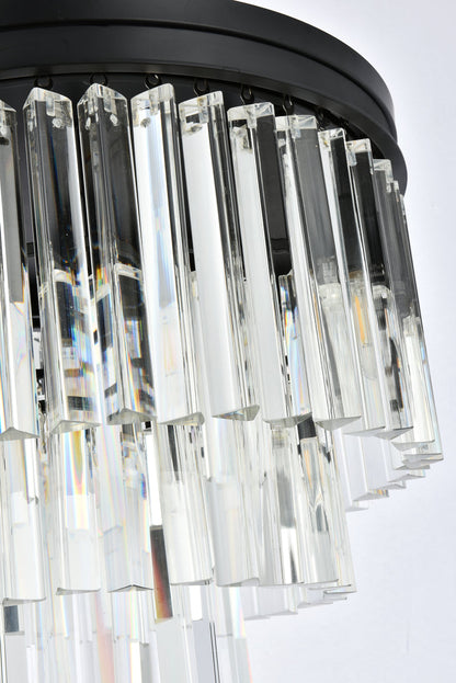 Sydney 9 light Matte Black Flush Mount Clear Royal Cut Crystal