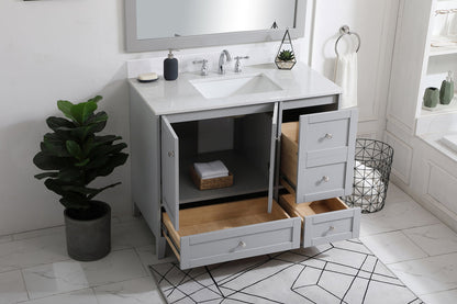 42 inch Single Bathroom Vanity in Grey with Backsplash
