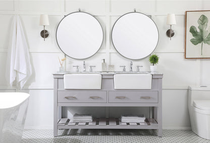 60 inch double bathroom vanity in grey