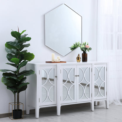 Metal frame hexagon mirror 38 inch in silver