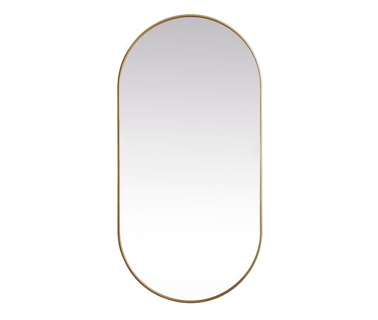 Metal Frame Oval Mirror 36x72 Inch in Brass