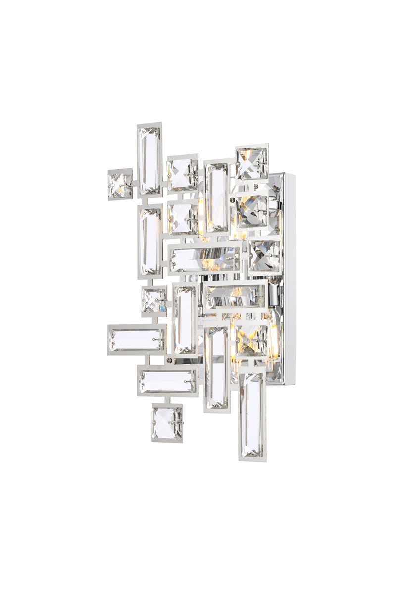 Picasso 2 light Chrome Wall Sconce Clear Royal Cut Crystal