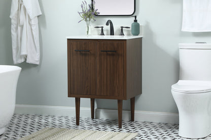 24 inch Single bathroom vanity in walnut with backsplash