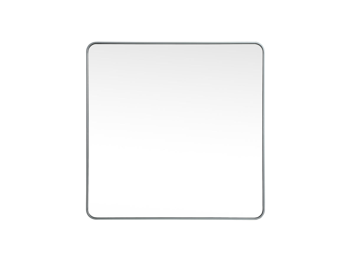 Soft corner metal square mirror 42x42 inch in Silver