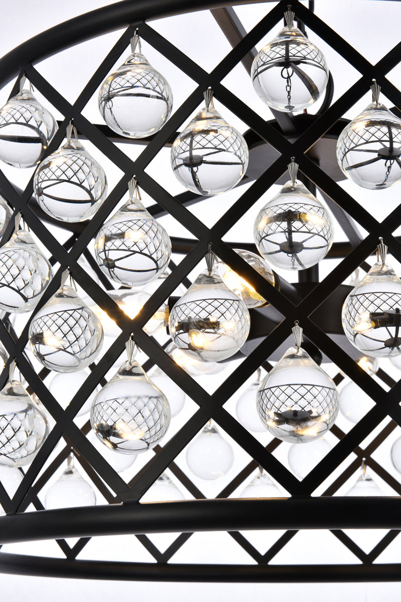 Madison 6 light Matte Black Pendant Clear Royal Cut Crystal