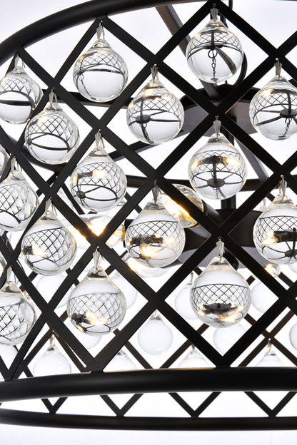 Madison 6 light Matte Black Pendant Clear Royal Cut Crystal