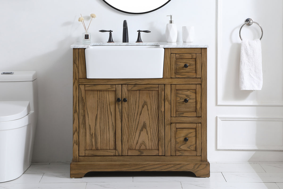 36 inch Single bathroom vanity in driftwood