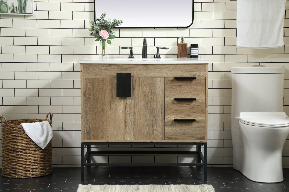 36 inch Single bathroom vanity in natural oak