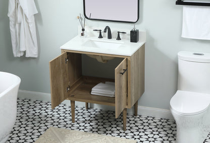 30 inch Single bathroom vanity in natural oak with backsplash
