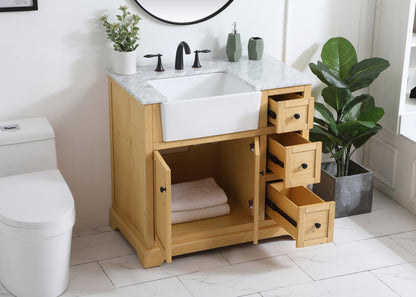 36 inch Single bathroom vanity in natural wood