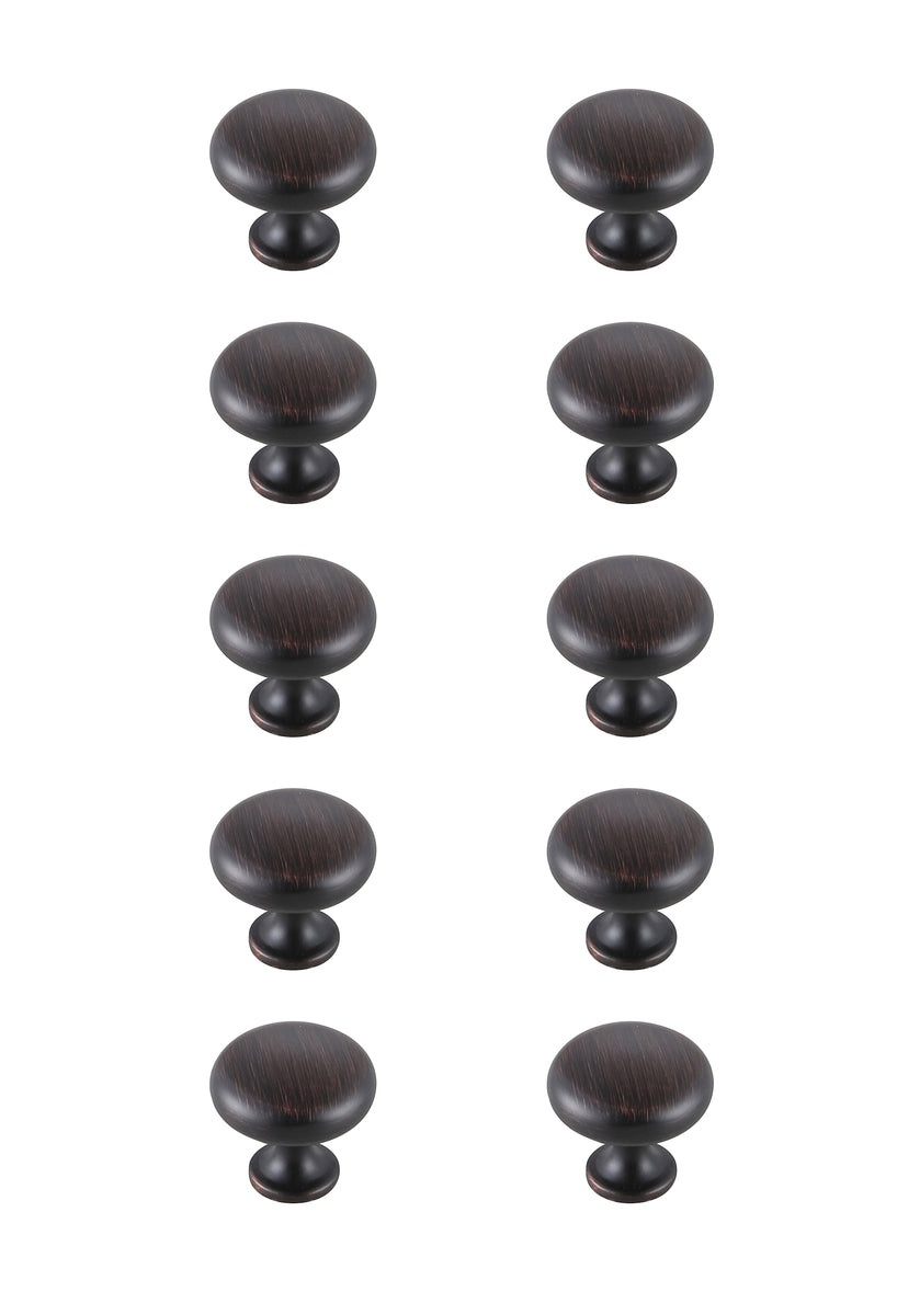 Cadon 1.2" Diameter Oil-rubbed Bronze Mushroom Knob Multipack (Set of 10)