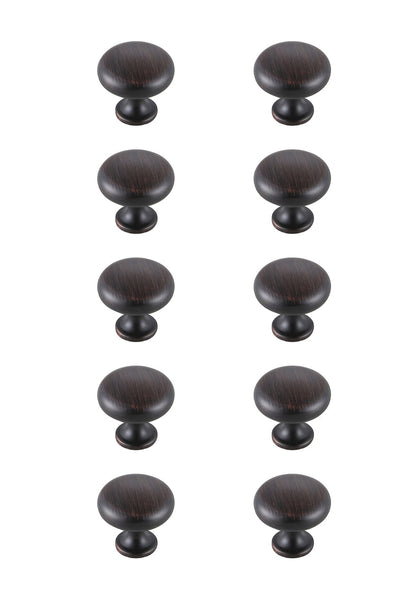 Cadon 1.2" Diameter Oil-rubbed Bronze Mushroom Knob Multipack (Set of 10)
