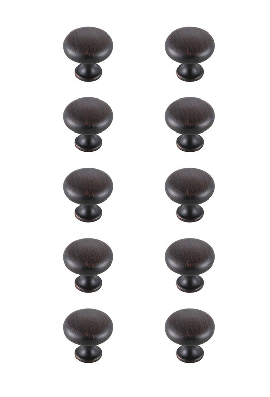 Cadon 1.2" Diameter Oil-rubbed Bronze Mushroom Knob Multipack (Set of 10)