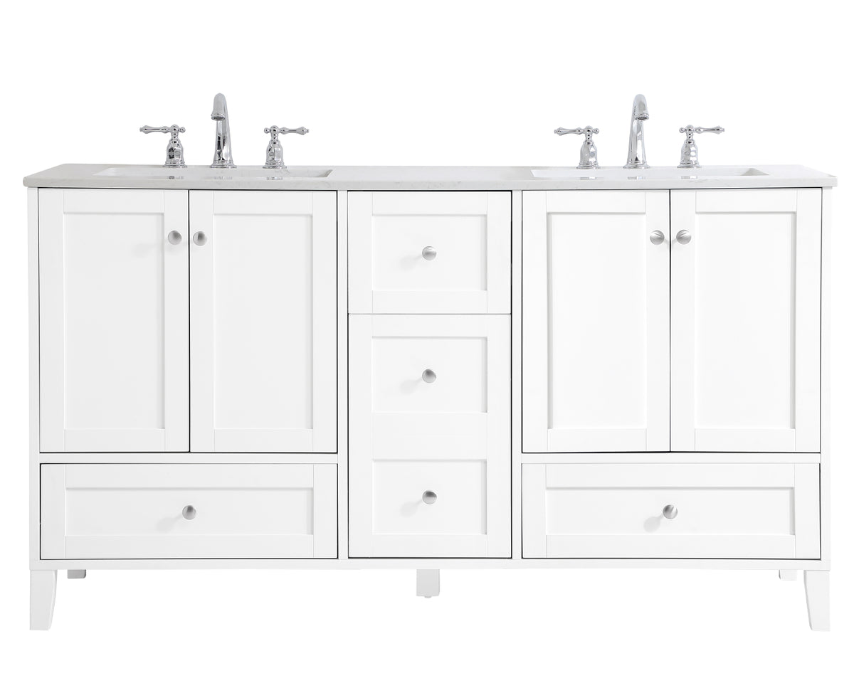 60 inch Double Bathroom Vanity in White