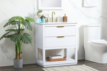 30 inch Single bathroom vanity in white with backsplash