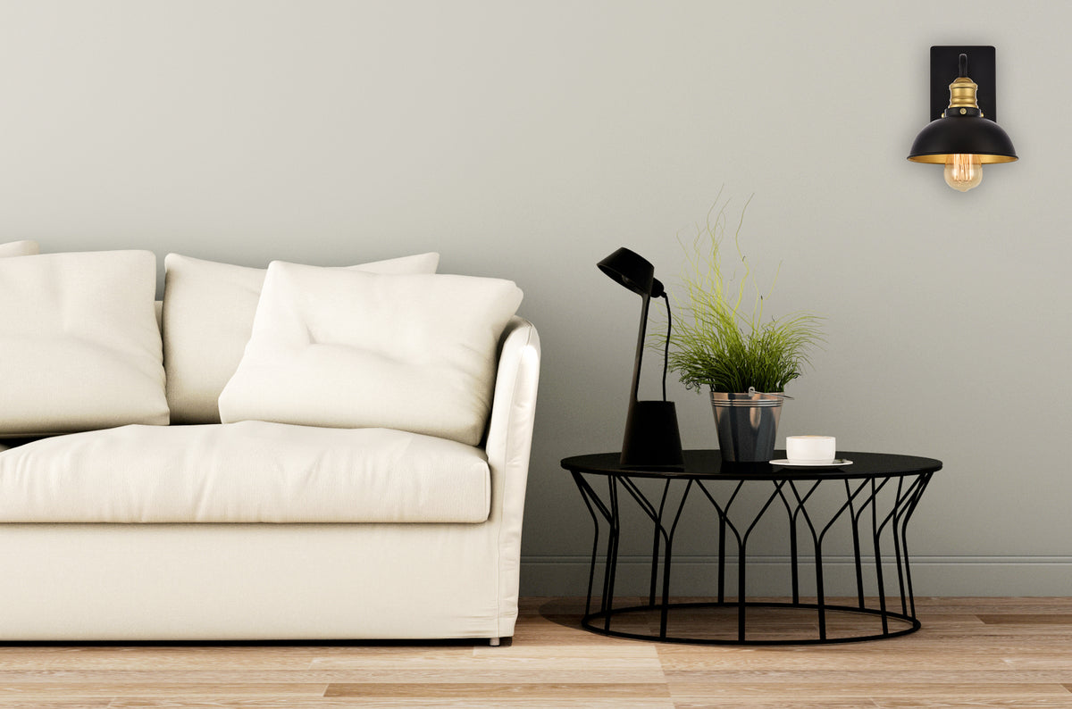 Anders Collection Wall Sconce D7.1 H8.3 Lt:1 Black and Brass Finish