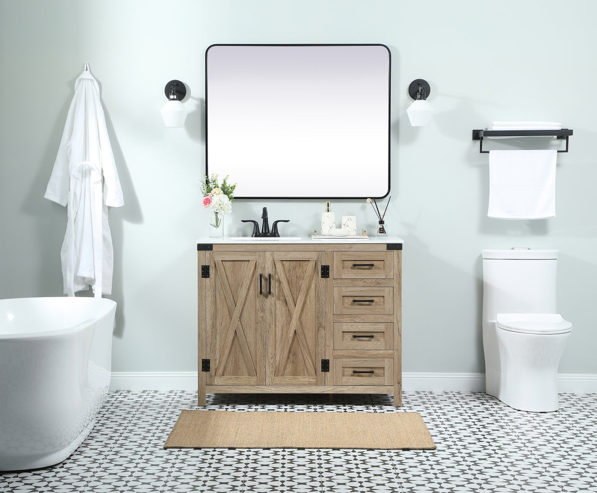 42 inch Single bathroom vanity in natural oak