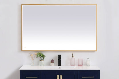 Pier 30x48 inch LED mirror with adjustable color temperature 3000K/4200K/6400K in brass