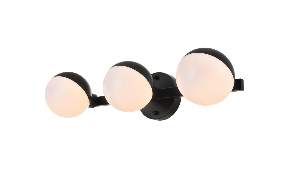 Majesty 3 light Black and frosted white Bath Sconce