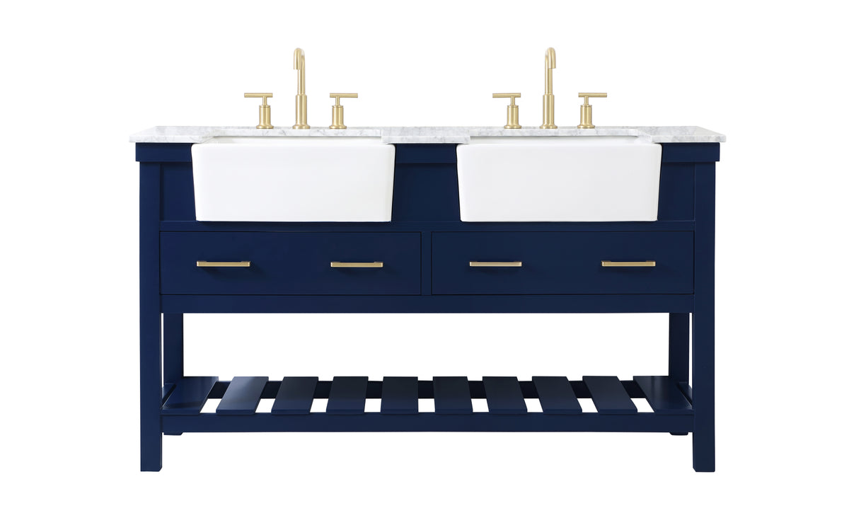 60 inch double bathroom vanity in blue