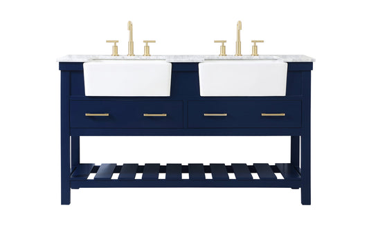 60 inch double bathroom vanity in blue