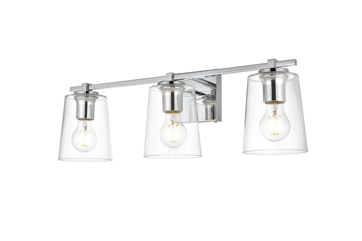 Kacey 3 light Chrome and Clear Bath Sconce