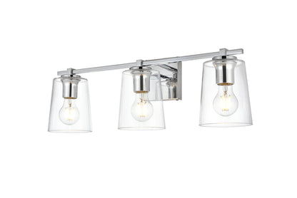 Kacey 3 light Chrome and Clear Bath Sconce