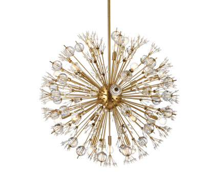 Vera 32 inch crystal starburst round pendant in gold