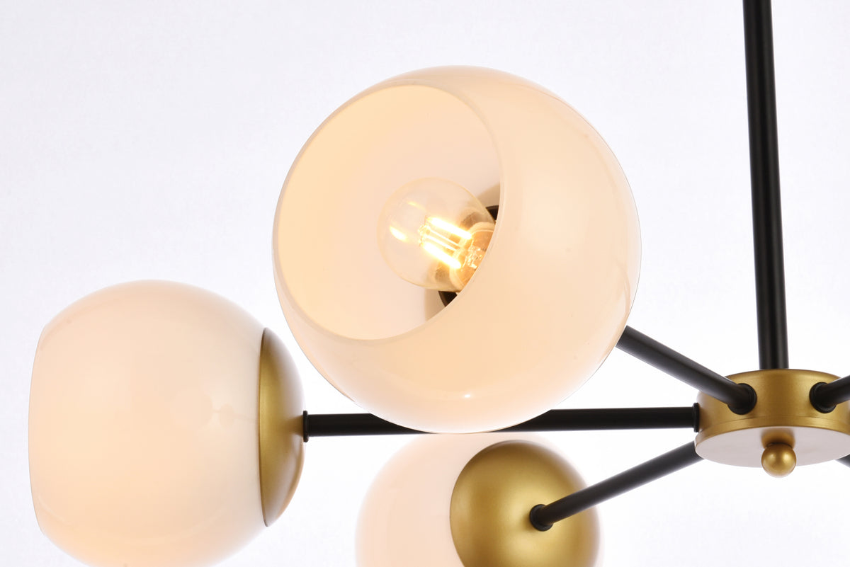 Briggs 30 inch pendant in black and brass with white shade