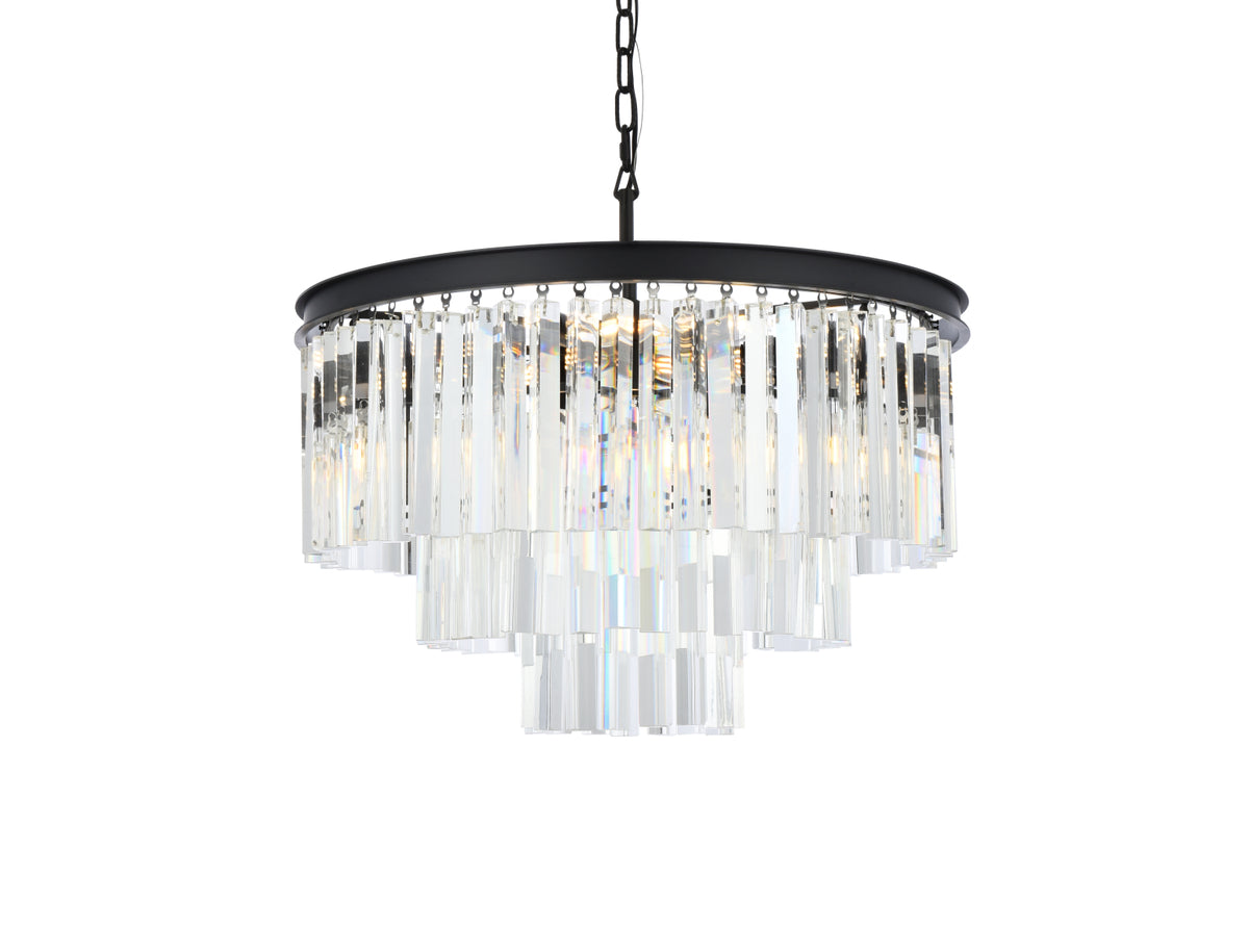 Sydney 9 light Matte Black Chandelier Clear Royal Cut Crystal