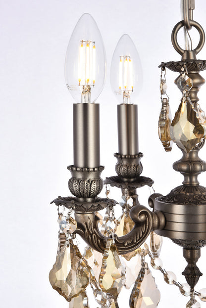 Lillie 4 light Pewter Pendant Golden Teak (Smoky) Royal Cut Crystal