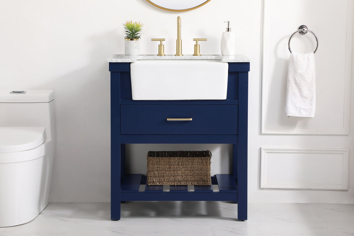 30 inch Single bathroom vanity in blue