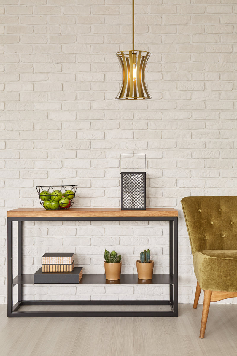 Lily 1 light pendant in brass