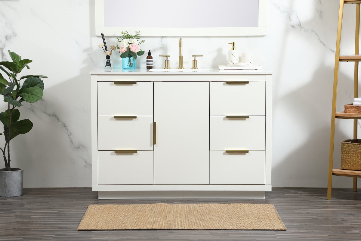 48 inch Single bathroom vanity in white