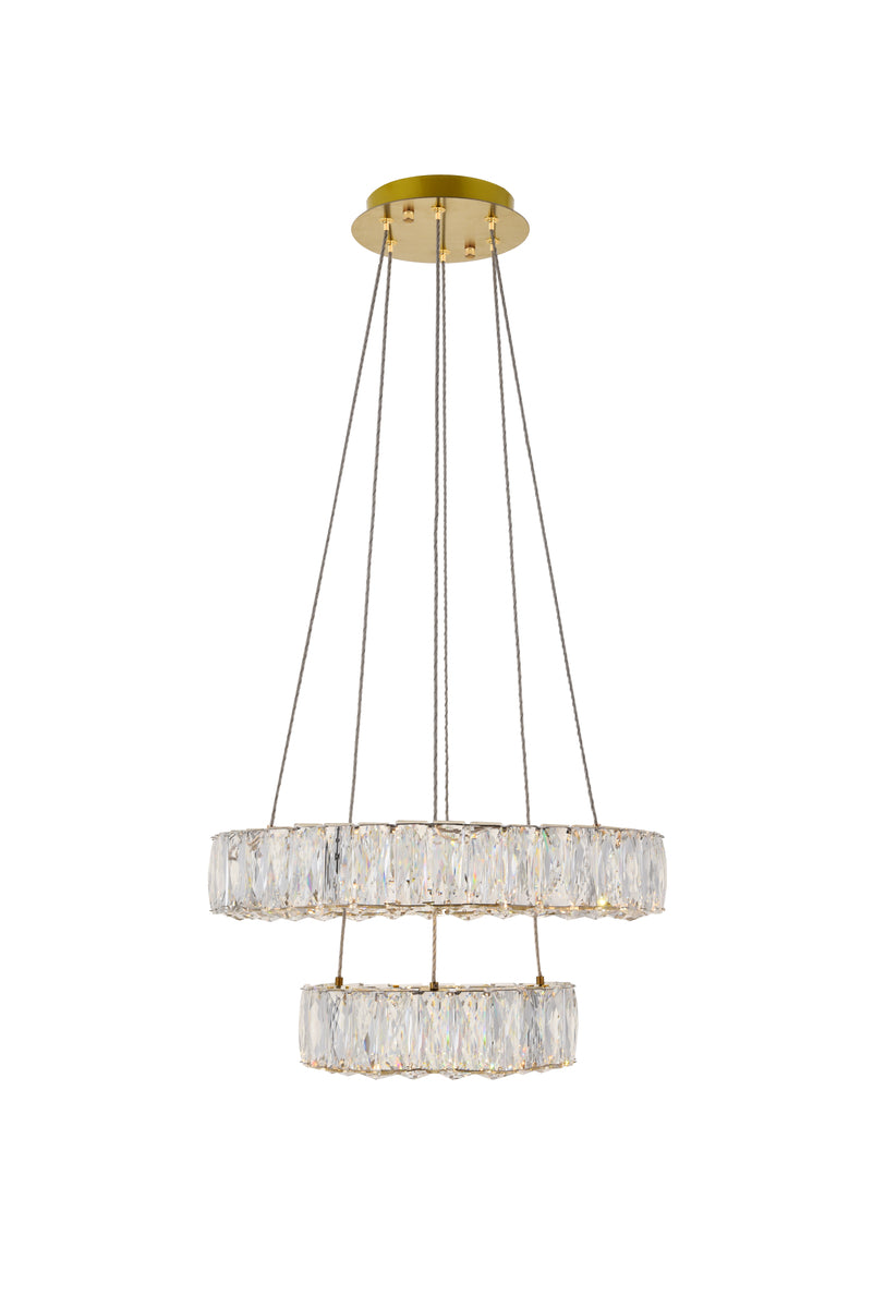 Monroe Integrated LED chip light gold Pendant Clear Royal Cut Crystal