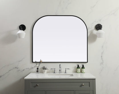 Metal Frame Arch Mirror 40x34 Inch in Black