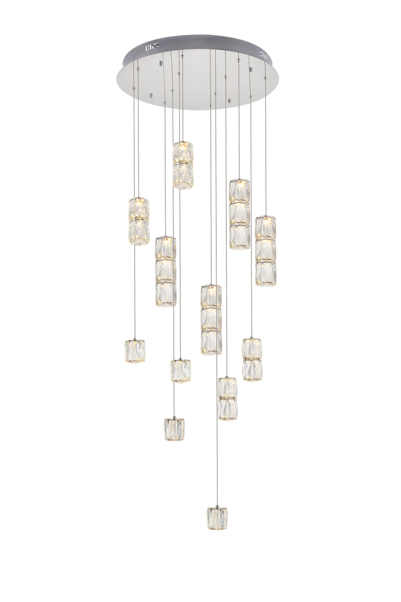 Polaris LED light Chrome Pendant Clear Crystal