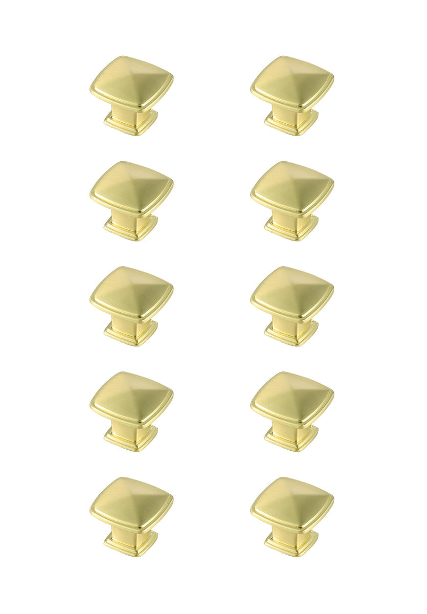 Marcel 1.2" Brushed Gold Square Knob Multipack (Set of 10)