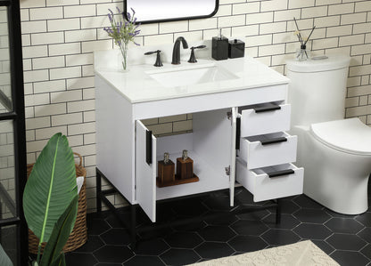 36 inch Single bathroom vanity in white with backsplash