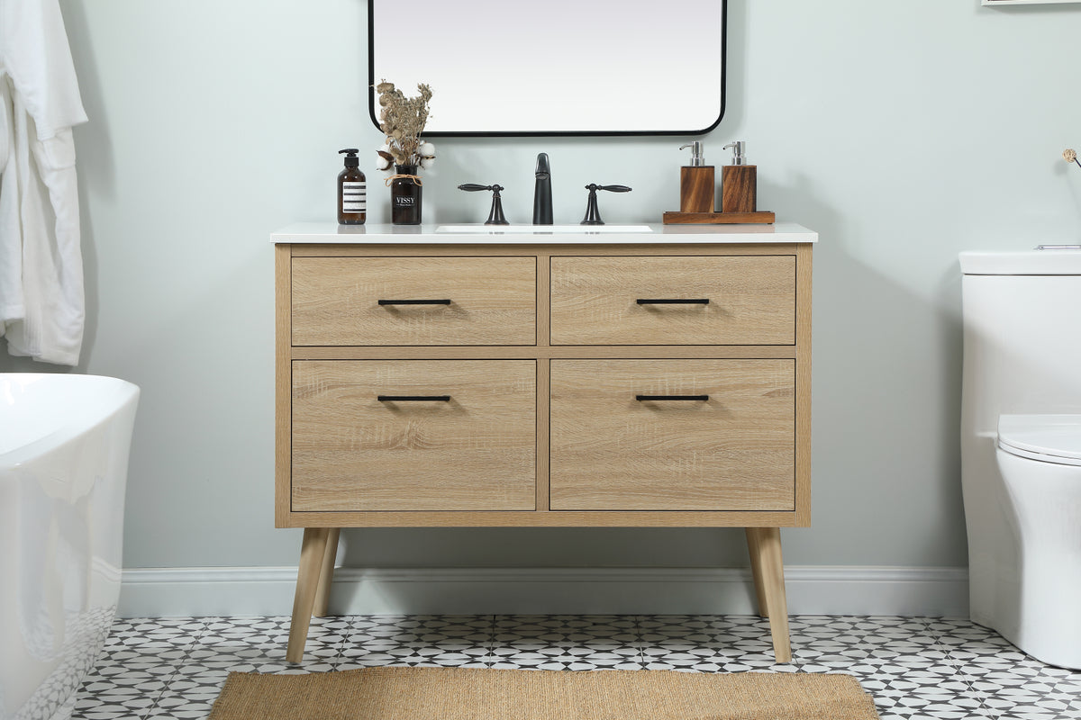 42 inch Single bathroom vanity in mango wood