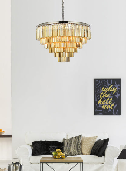 Sydney 33 light polished nickel Chandelier Golden Teak (Smoky) Royal Cut Crystal