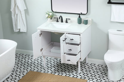 36 inch Single bathroom vanity in white with backsplash